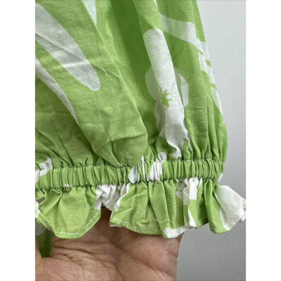 Sabo Allani Midi Dress Green and White Floral Smocked Size 8 US Large - Picture 7 of 10